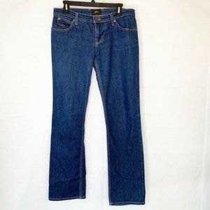 Horn Womens Straight Leg Jeans Blue Dark Wash 29